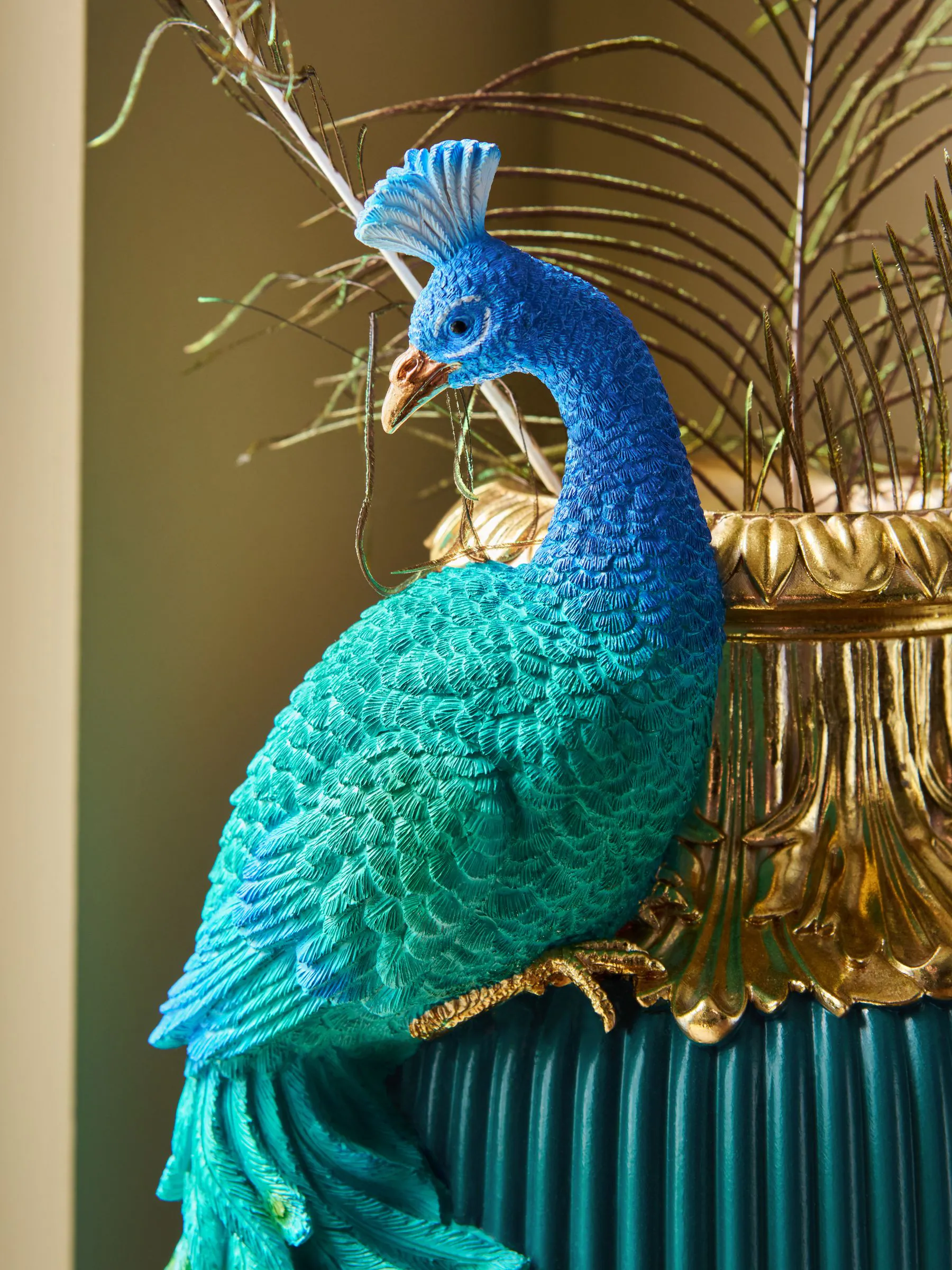 Statement Peacock Urn Ornament