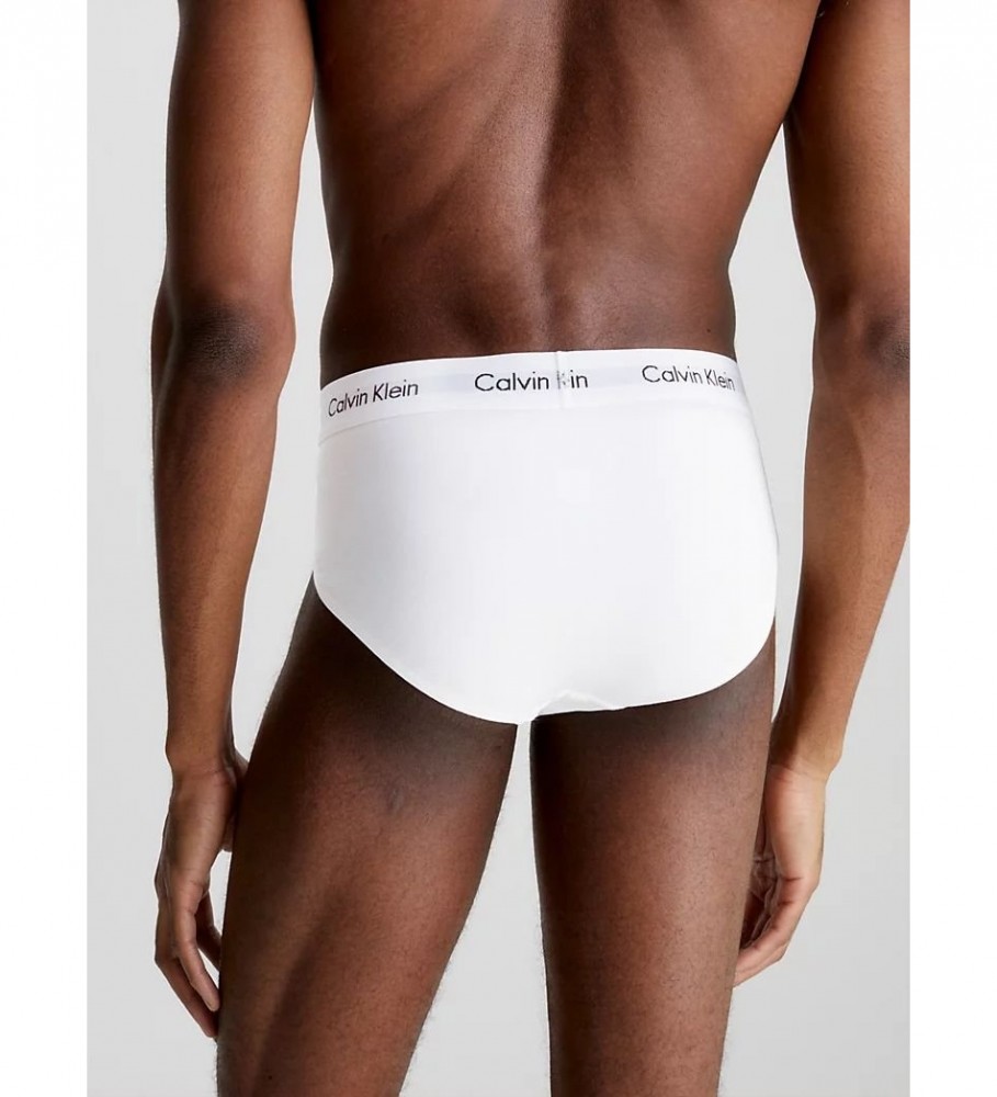 Conjunto de 3 camisolas Calvin Klein em algodão elástico nas cores cinza, branco e preto.