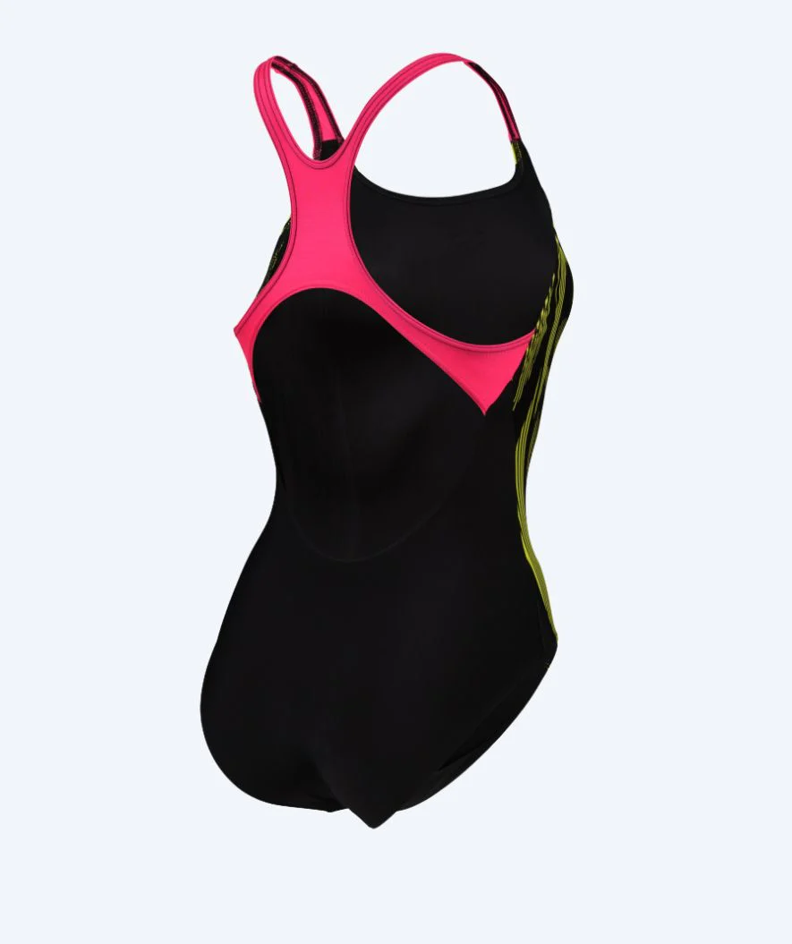 Arena badedragt til damer - Swim Pro Back Graphic - Sort/gul
