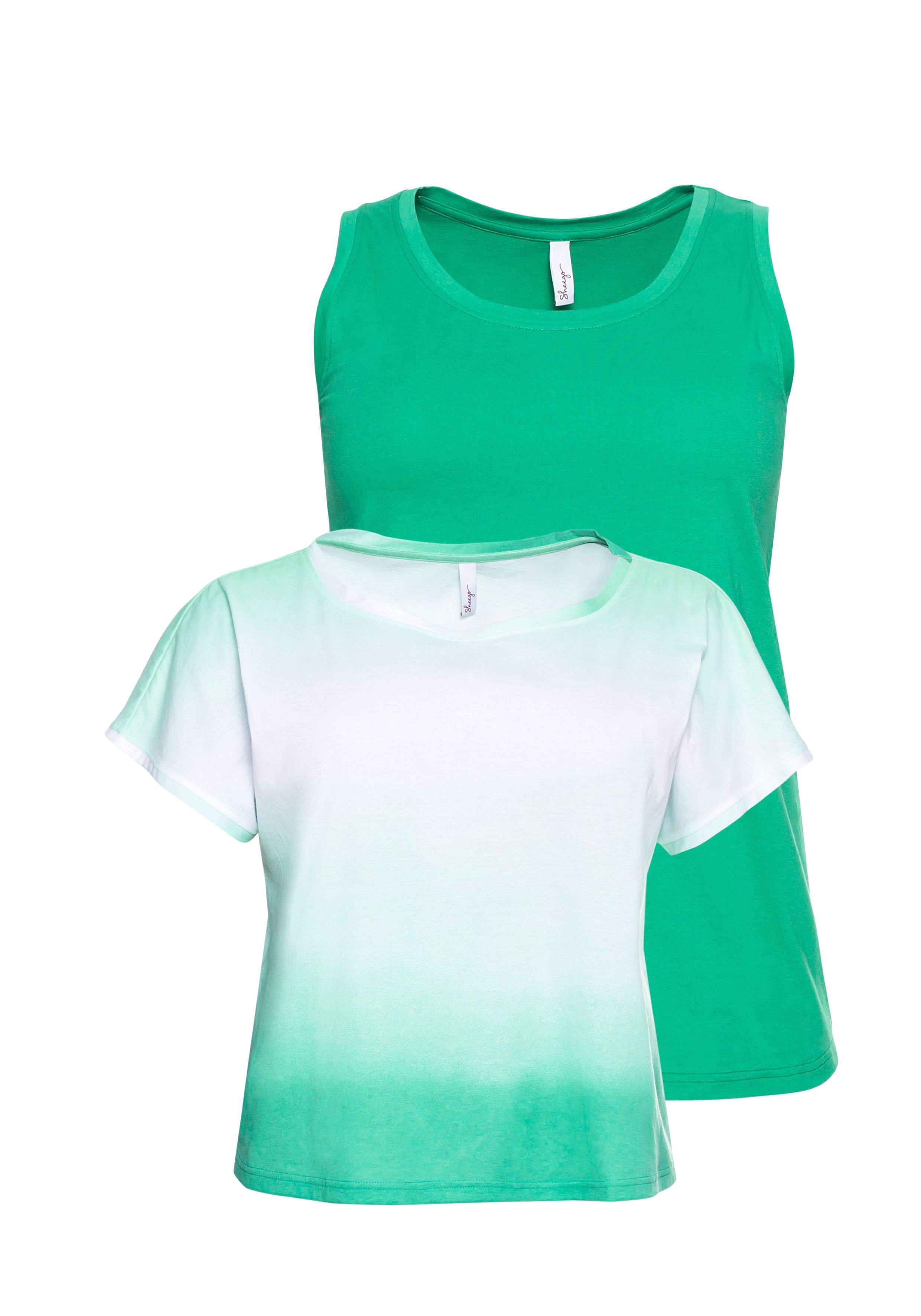 Set aus T-Shirt und Top, in gebatikter Optik