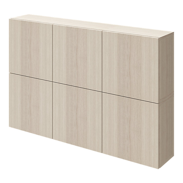 Buffet suspendu avec 6 portes effet chêne GoodHome Atomia H. 75 x L. 112,5 x P. 22 cm