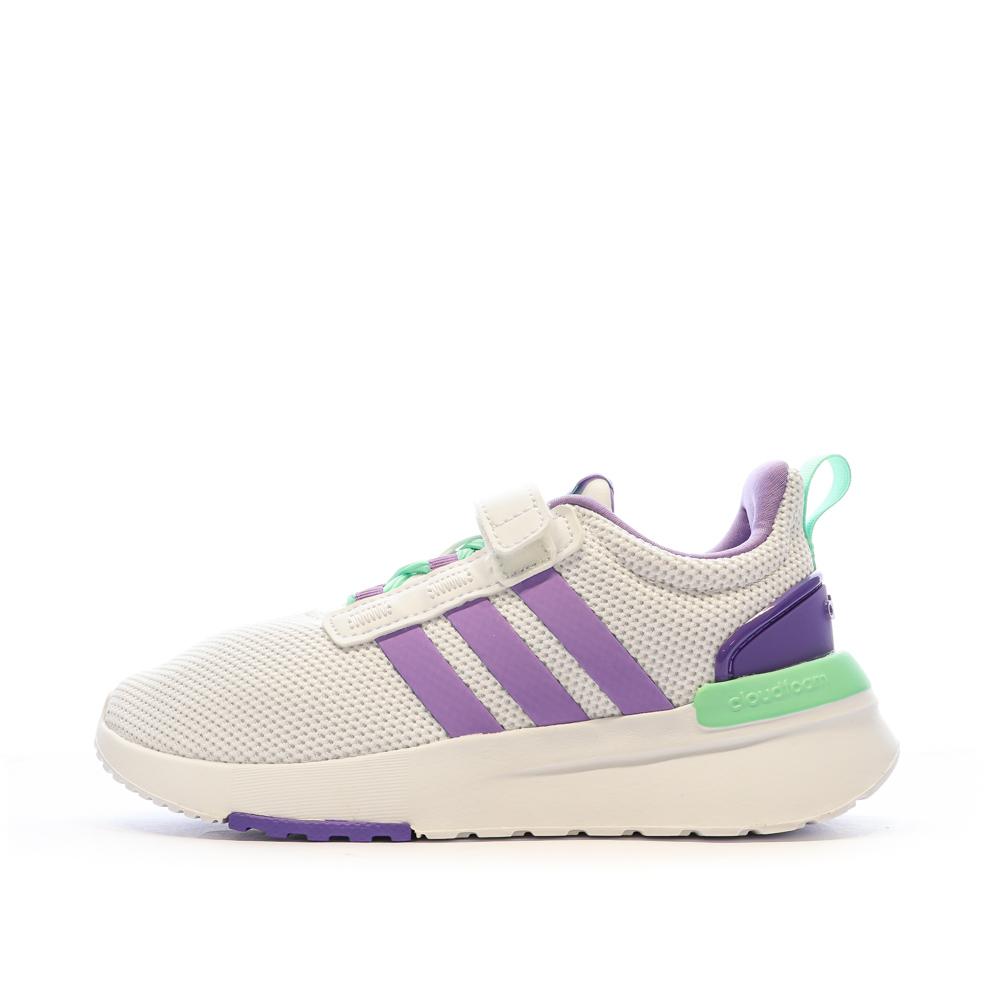 Adidas Baskets Blanches/Violette Fille Adidas Racer