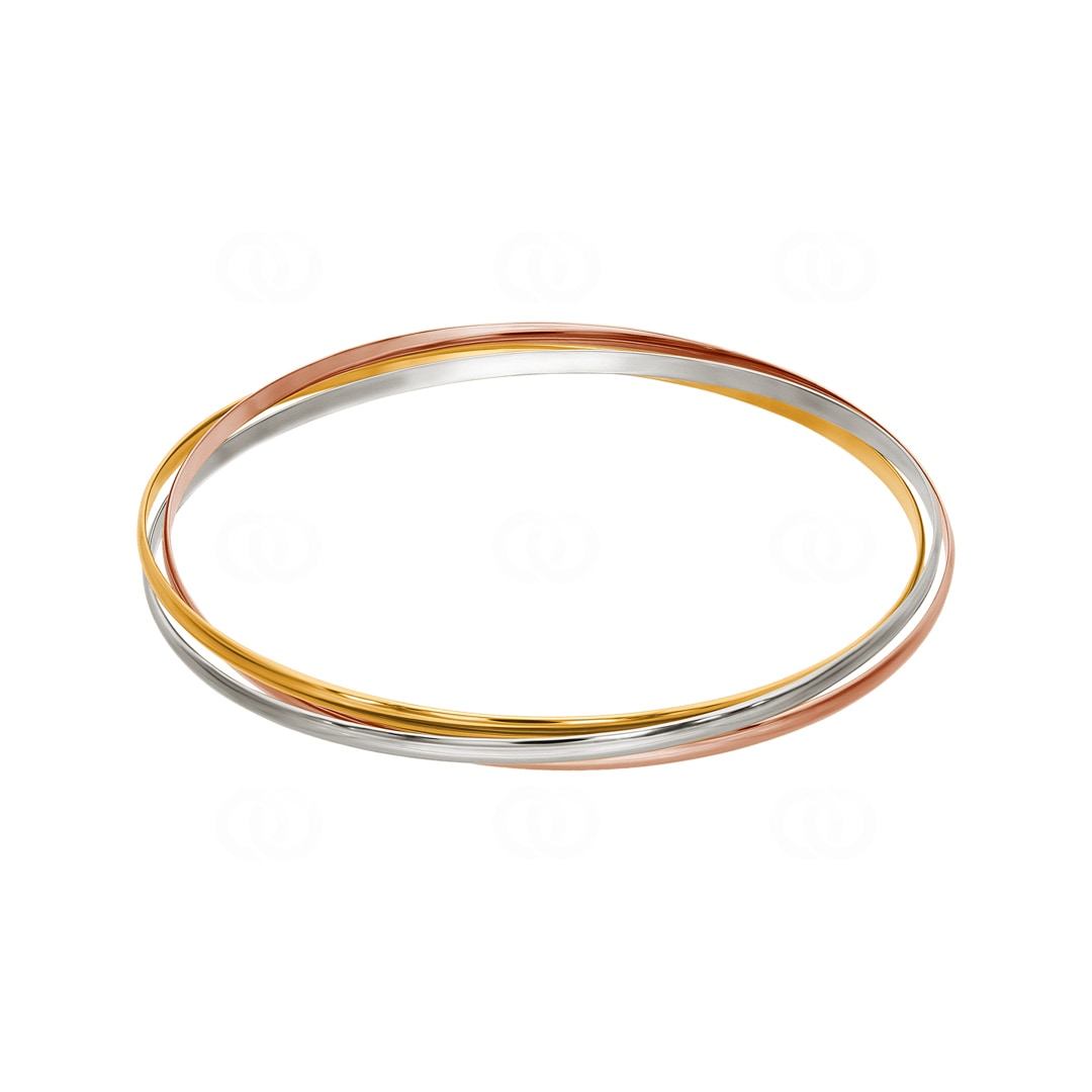 Armreif rund 750/18 K Tricolor verflochten