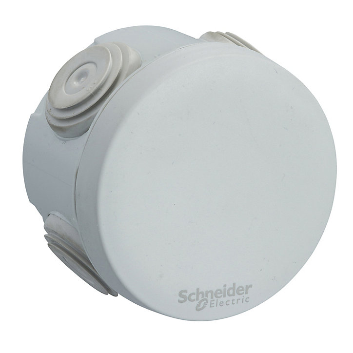 Lot de 5 boîtes de dérivation ronde extérieure avec 4 passe-câbles et système de verrouillage 60 x 40 mm Schneider Electric Mureva gris