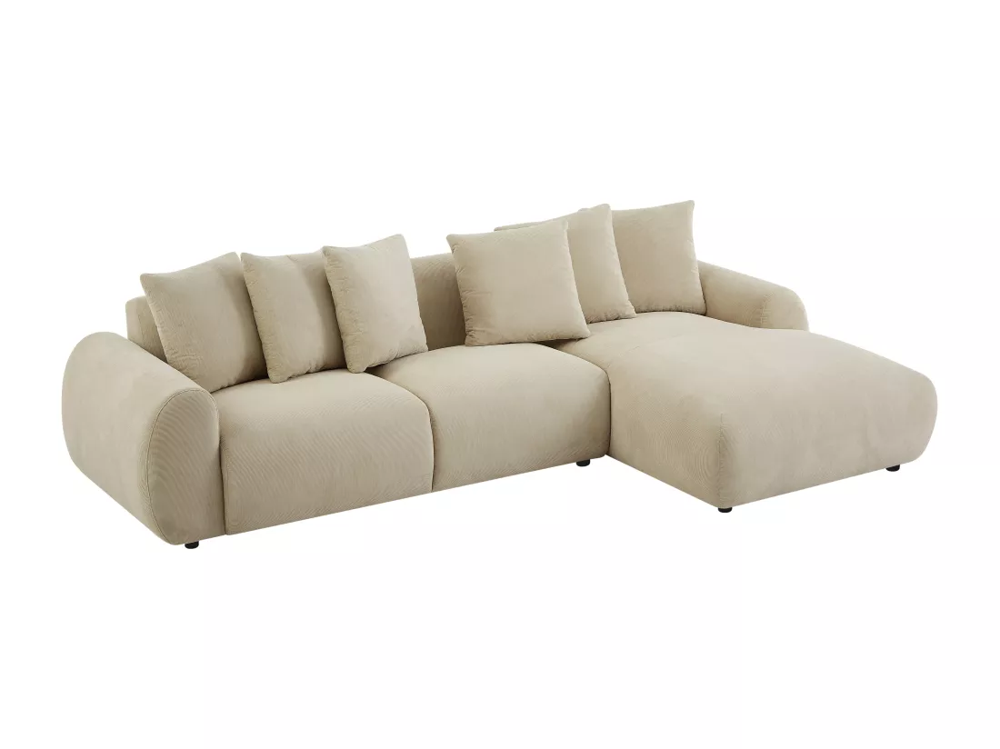 Canapé d'angle droit en tissu texturé beige BAVOPO