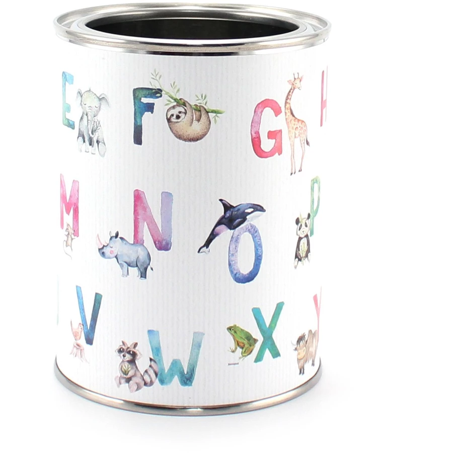 Nikima Stiftebecher Tier ABC Aquarell - Kinder Stifteköcher Stiftehalter weiß