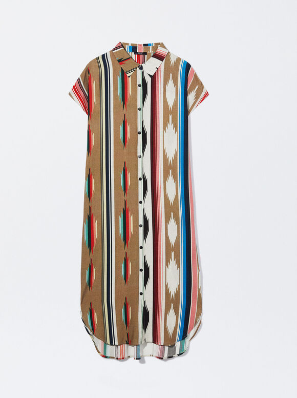 Vestido camisa estampado - Multicolorido