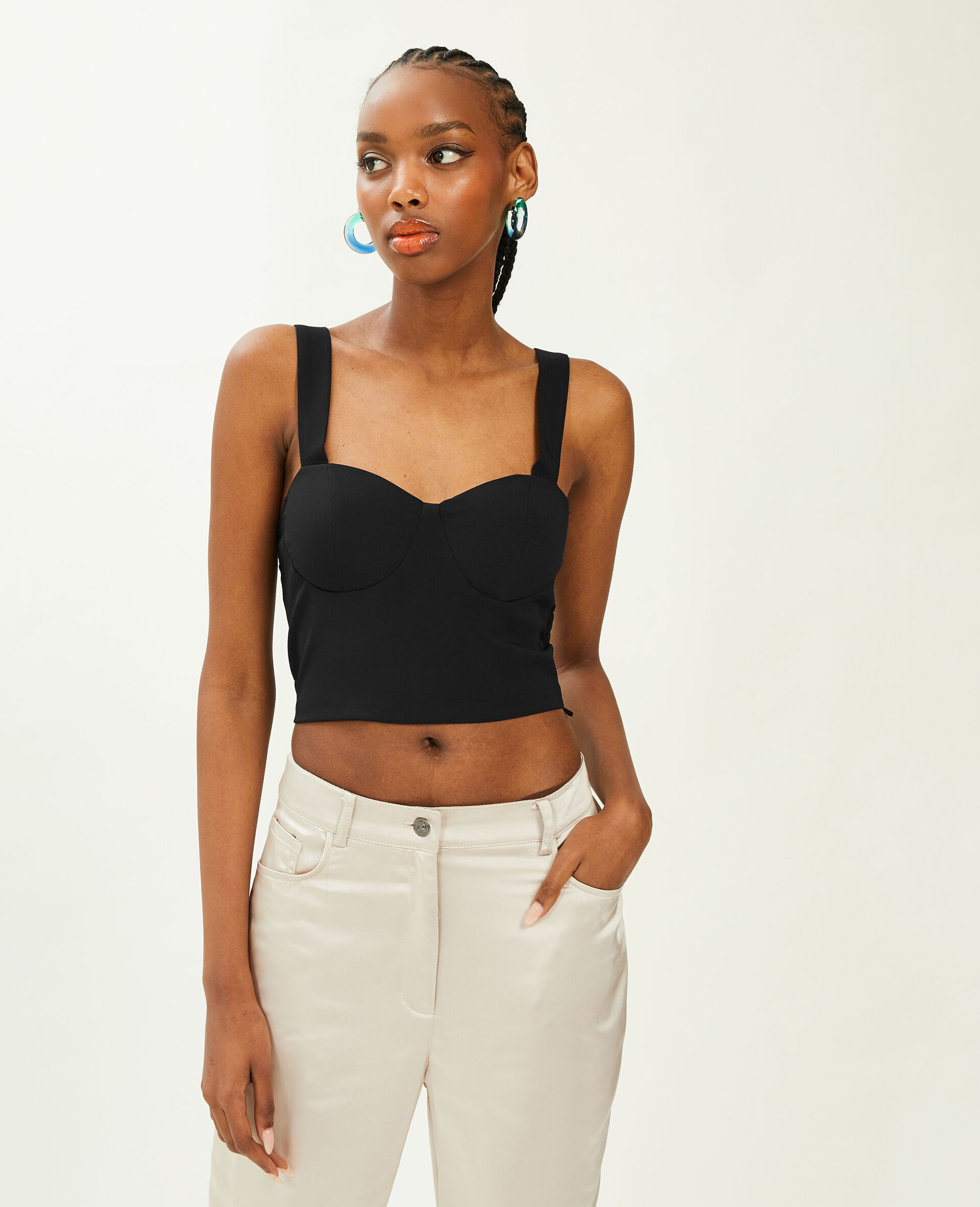 Top brassière larges bretelles - Noir