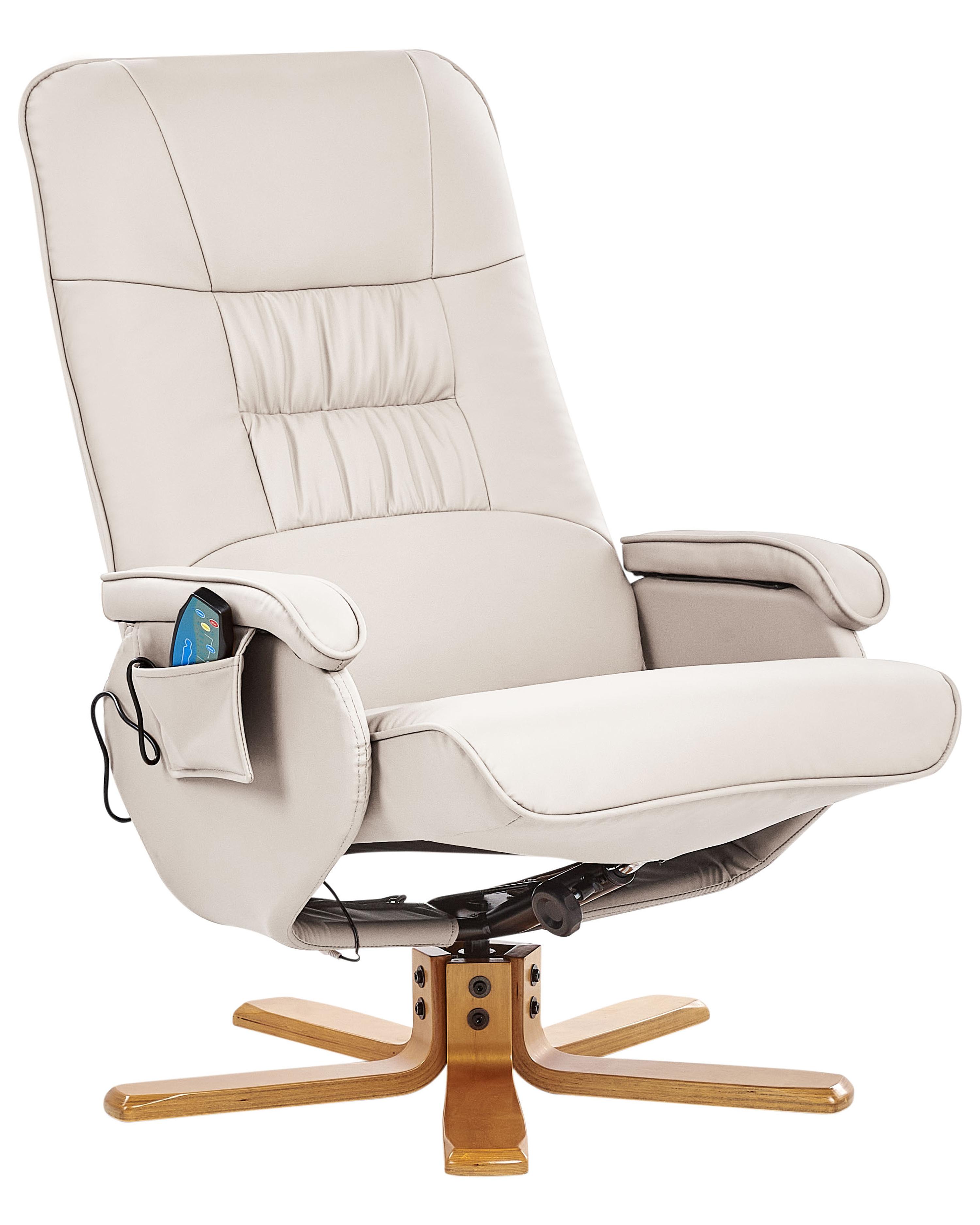 Massagestoel RELAXPRO met voetenbank Kunstleer Lichtbeige