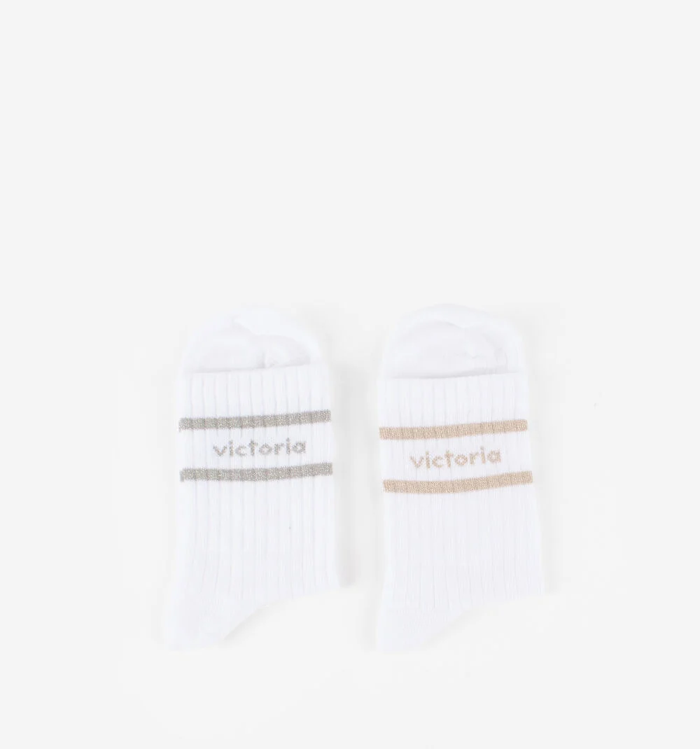 CHAUSSETTES BLANCHES-LUREXPLATA-PLATINO