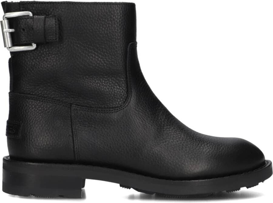 SHABBIES Enkelboots Dames Alyd Maat: 38 Materiaal: Leer Kleur: Zwart