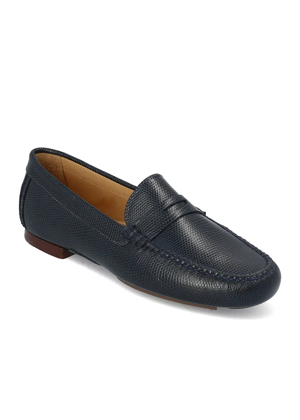 MOCASSIN LIZARD CUIR NEW MARINE