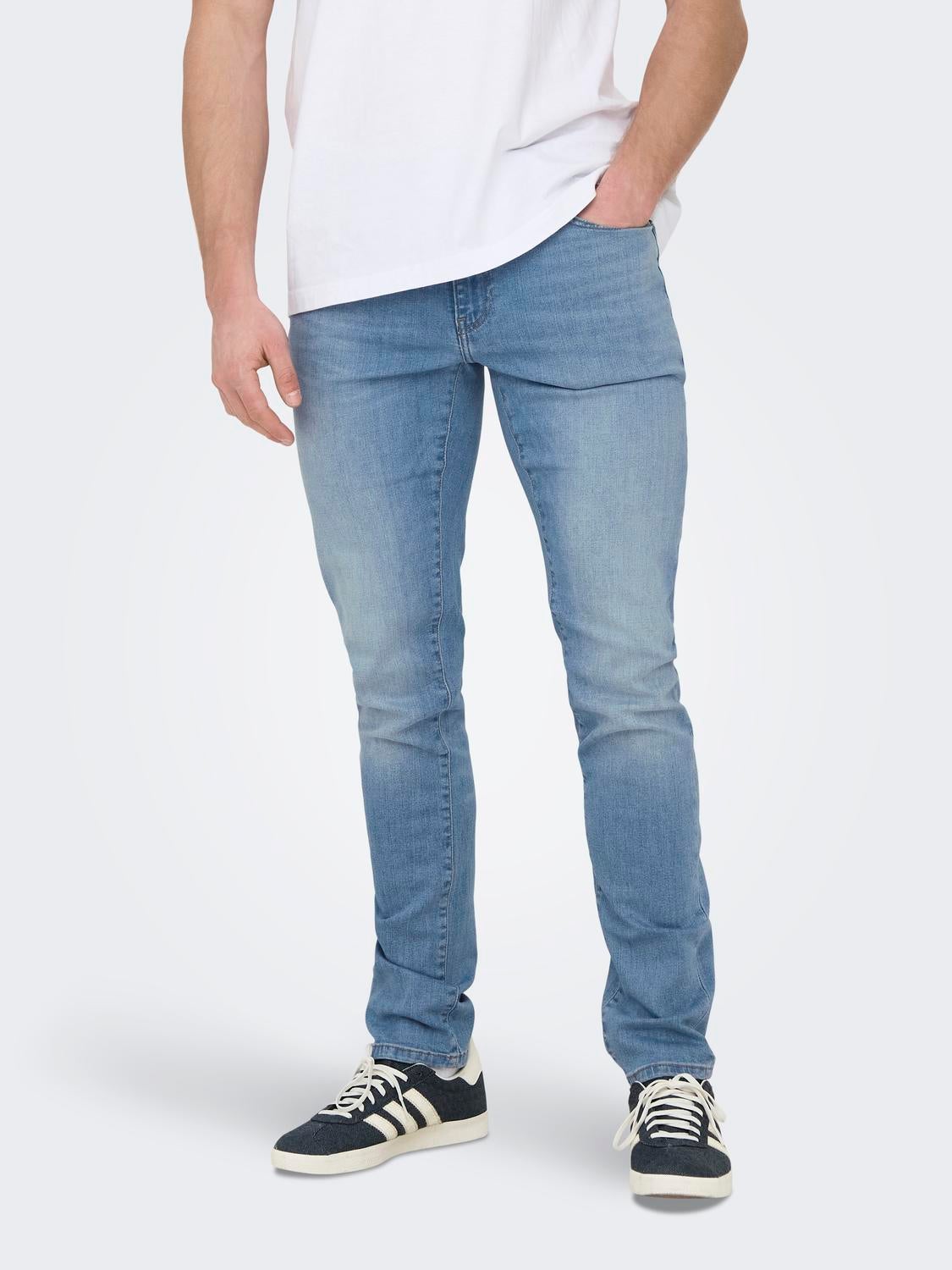 ONSLOOM Niedrige Taille Slim Fit Jeans Light Blue Denim
