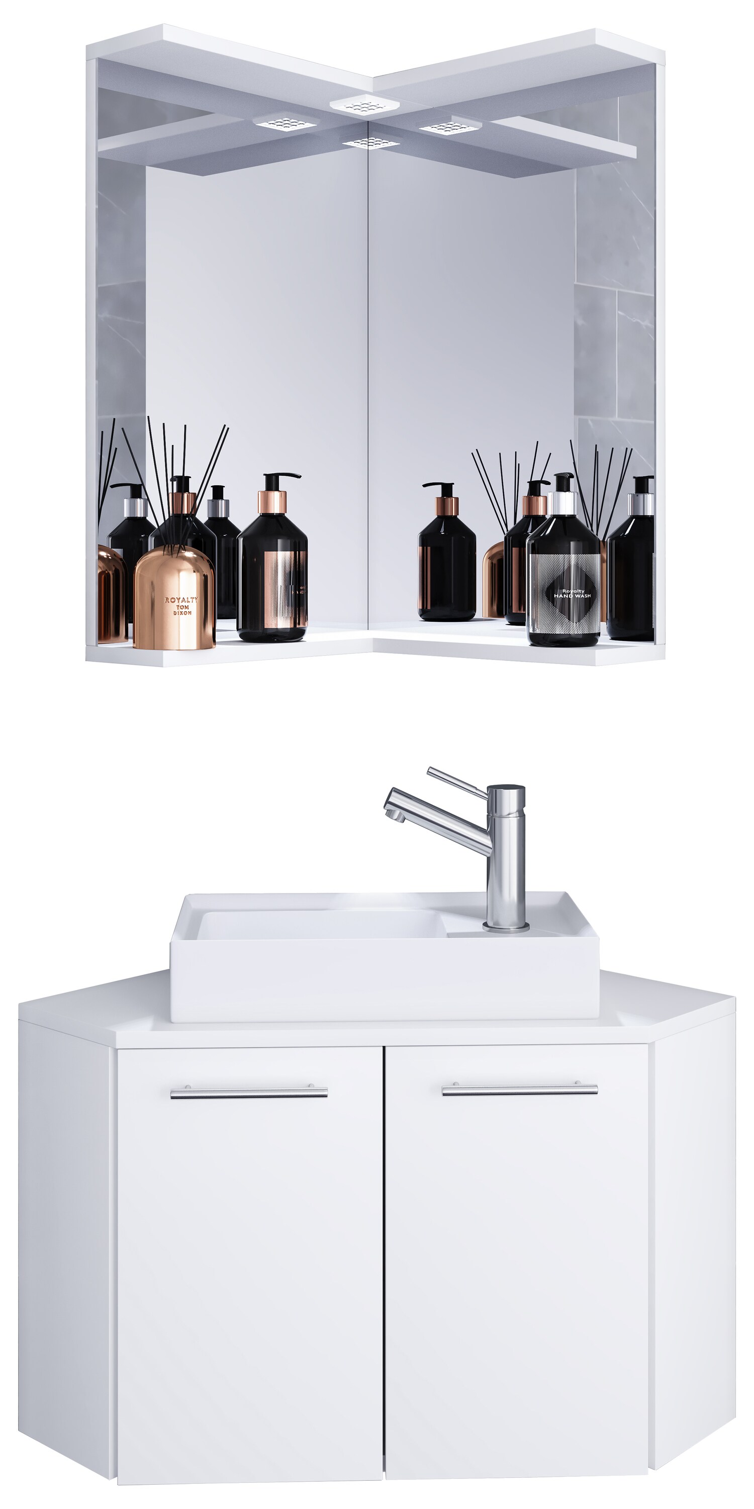 VCM 3-tlg Badmöbel Set Gäste WC Gästebad Waschplatz Waschtisch klein ecke Vilosa
