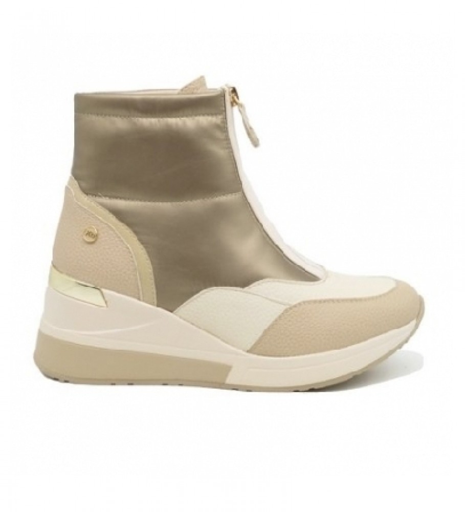 Botas esportivas Xti bege com salto plataforma - Altura do salto: 6 cm -