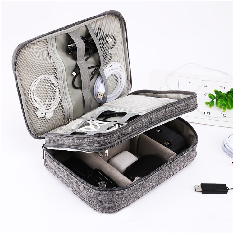 (27x21x9cm) Universal Oxford Stoff Tasche Reise Organizer für Smartphones / Ladekabel mit Doppel Reissverschluss - Rosa