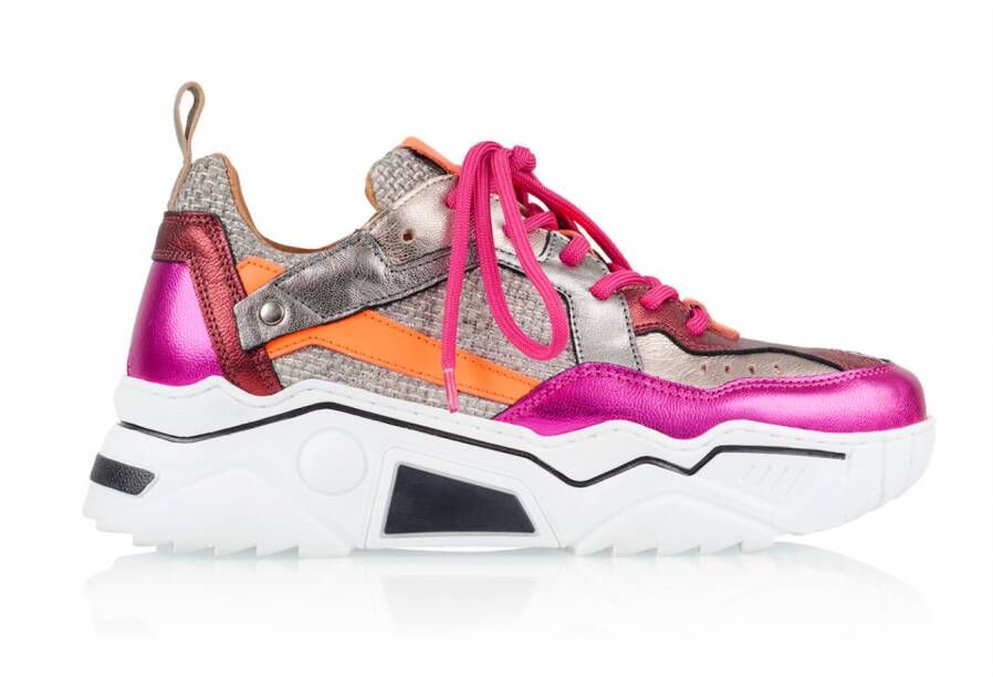 DWRS LABEL DWRS Pluto Steel Fuchsia Roze Leer Lage sneakers Dames