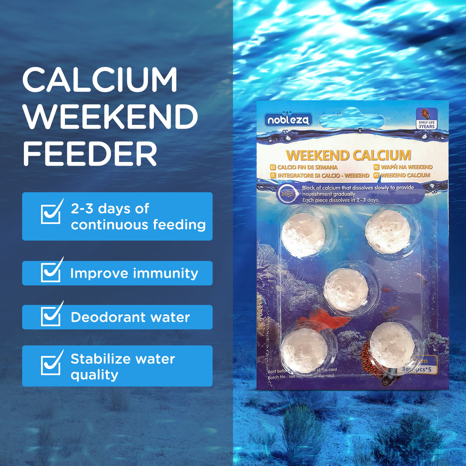 Nobleza - Ração para Peixes para 3 Dias de Férias, 5 unidades x 4