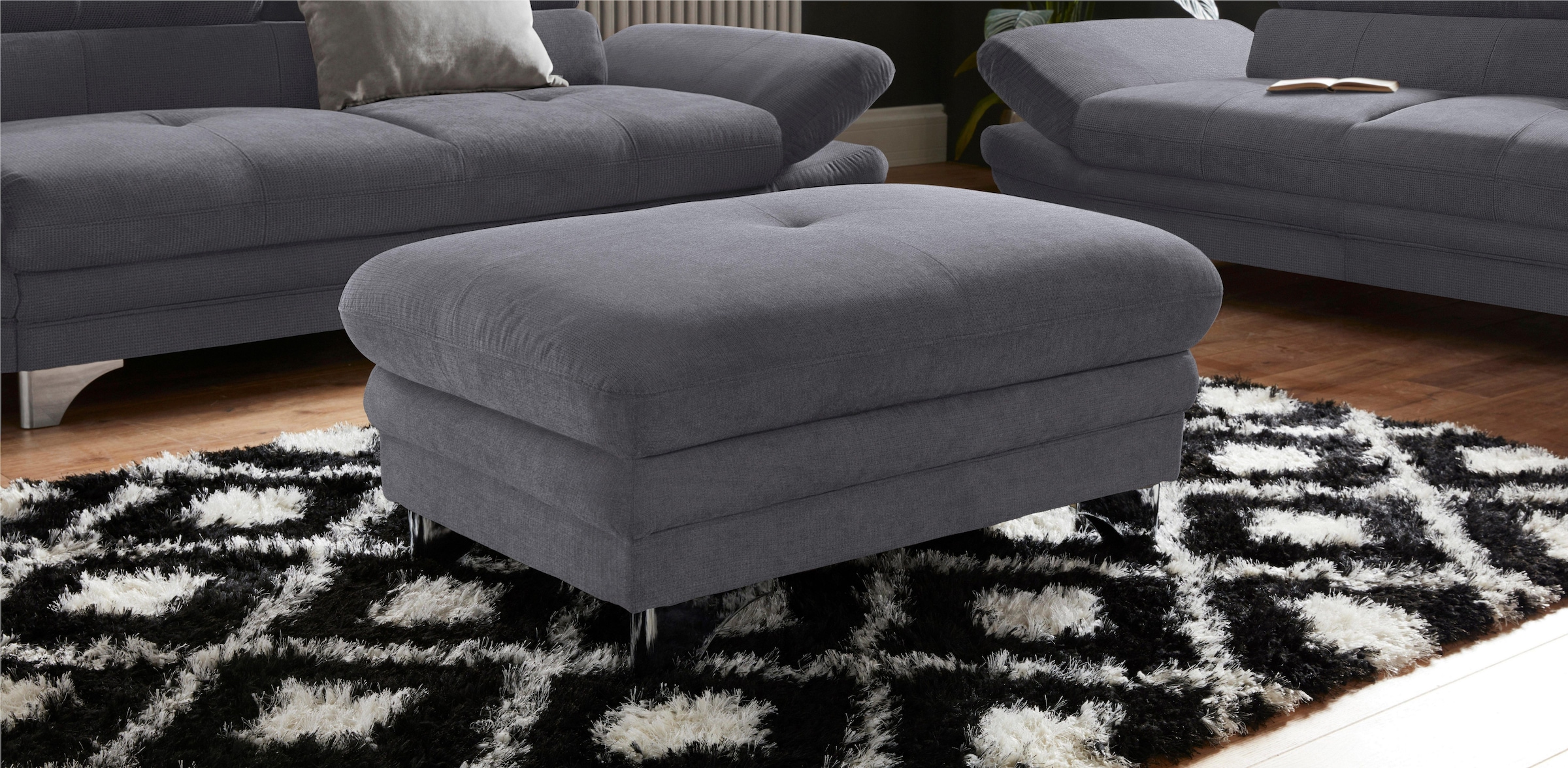 COTTA Polstergarnitur »Enterprise« Set,  Set bestehend aus: 2-Sitzer mit Kopfteilverstellung & Hocker