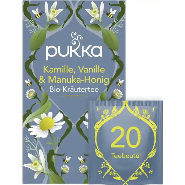 Bio-Kräutertee Kamille, Vanille & Manuka-Honig, natürlich süße Komposition mit Kamillenblüten