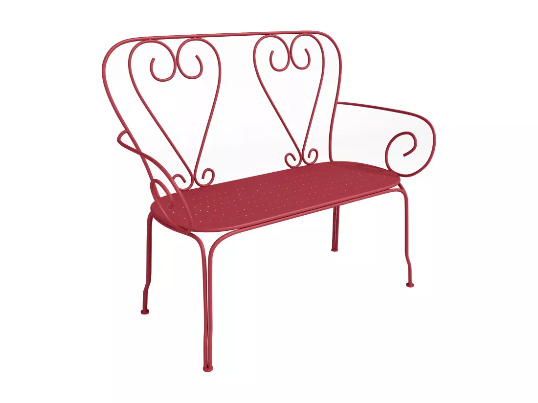 Banc de jardin en métal façon fer forgé - Terracotta - GUERMANTES de MYLIA