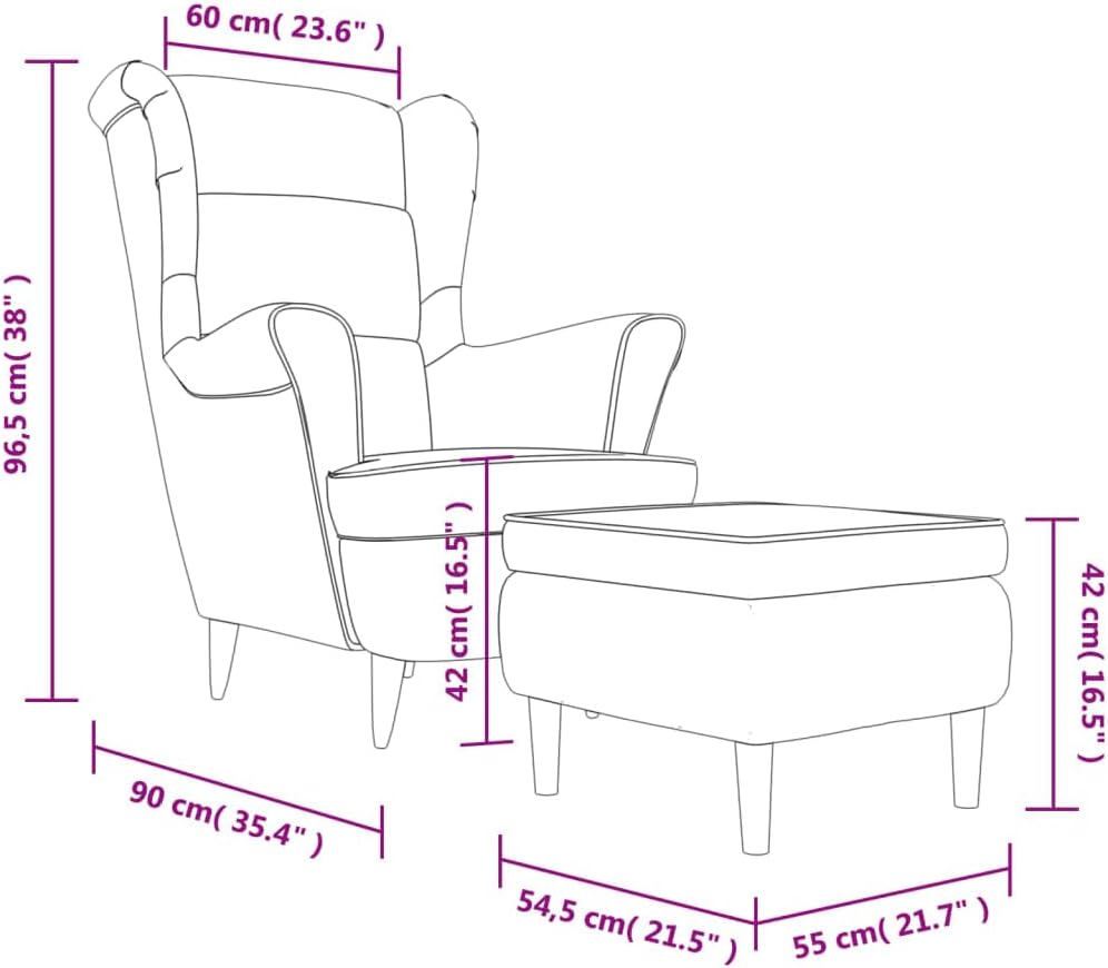 vidaXL Ohrensessel mit Hocker Armlehnen Fernsehsessel Polstersessel Loungesessel Wohnzimmersessel TV Sessel Ruhesessel Relaxsessel Dunkelgrau Samt