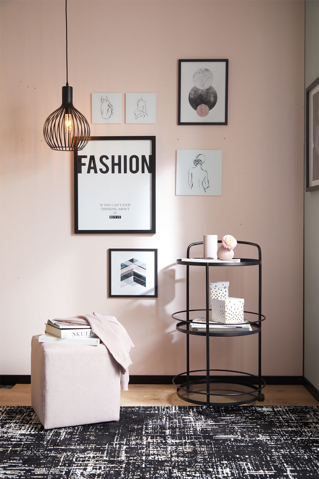 Hocker MAYFAIR Stoffbezug rosa