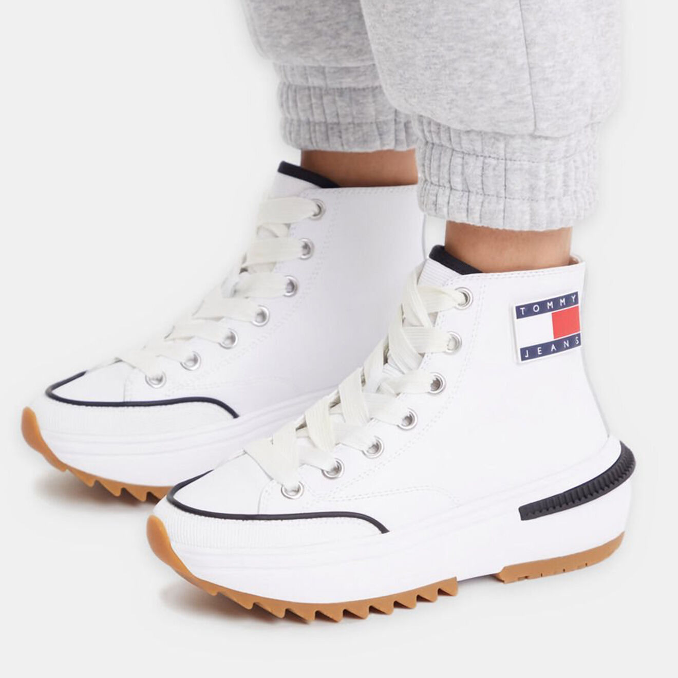 Tommy Hilfiger Baskets en Cuir Run Cleat blanches