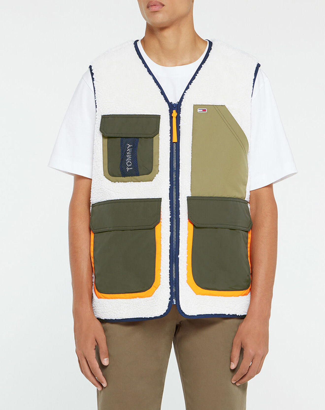 Tommy Jeans Blouson Sherpa blanc/kaki