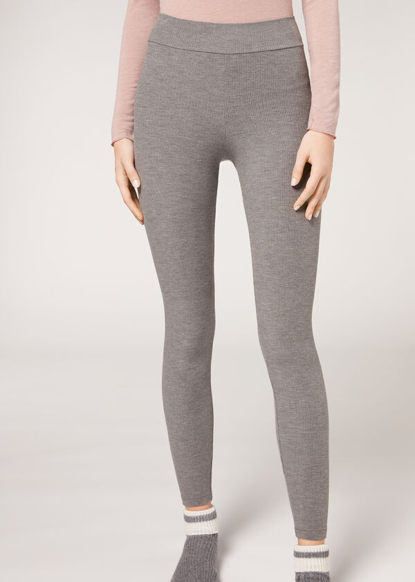 Leggings caneladas com cashmere