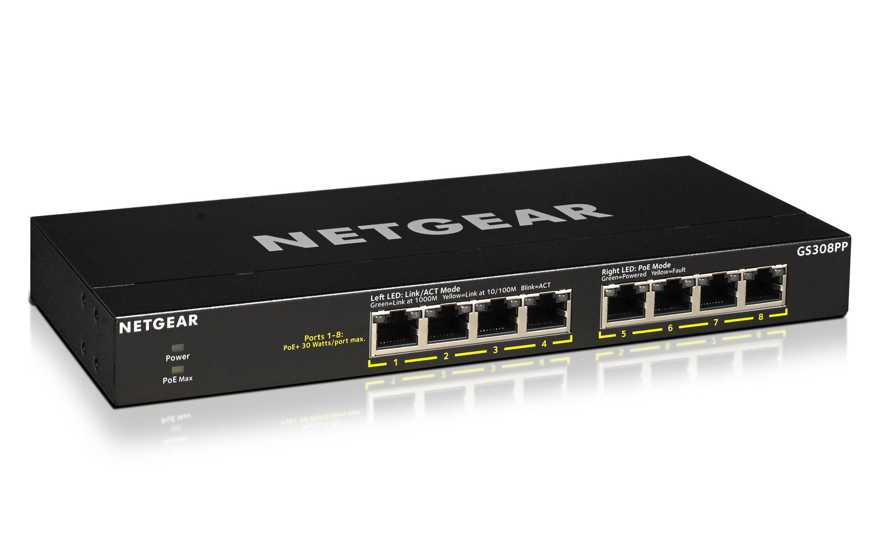 PoE+ Switch GS308PP 8 PortNetgear 8-Port Gigabit Ethernet PoE+ Unmanaged Switch (83W/123W) (GS308PP)