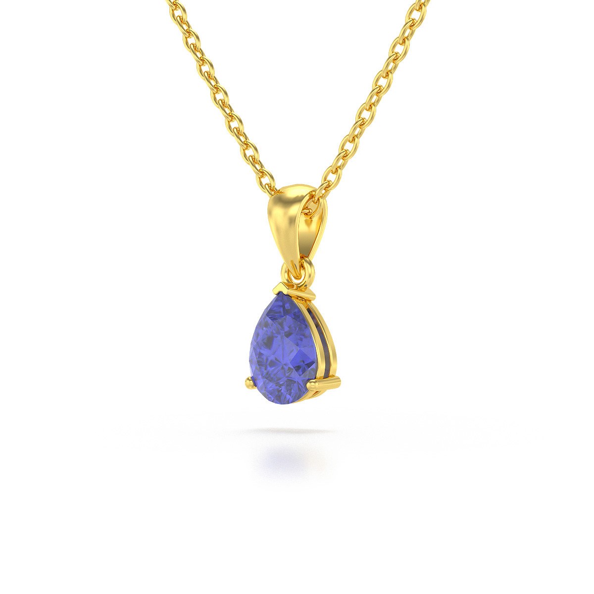 Collier Pendentif ADEN Or 585 Jaune Tanzanite Chaine Or 585 incluse 0.49grs