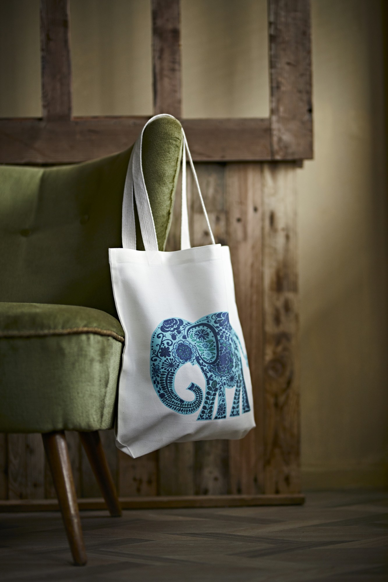 Stoffbeutel Elefant, weiß, türkis, L 40 cm, B 9 cm, H 40 cm günstig bestellen