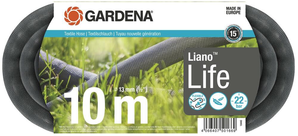 Gardena Liano Life - Textiel tuinslang - 13 mm (1/2'') - 10 m - 10 m