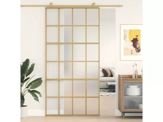 Porte coulissante doré 102,5x205 cm verre ESG dépoli aluminium
