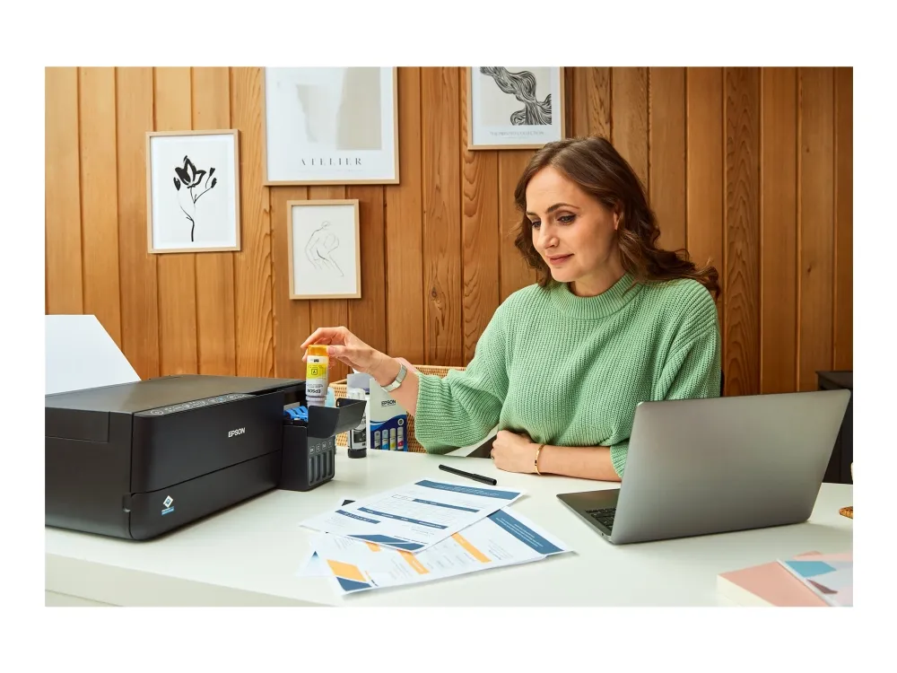 Epson EcoTank ET-2830 - Multifunktionsprinter - farve - blækprinter - ITS - A4 (medie) - op til 15 spm (udskriver) - 100 ark - Wi-Fi, USB - sort