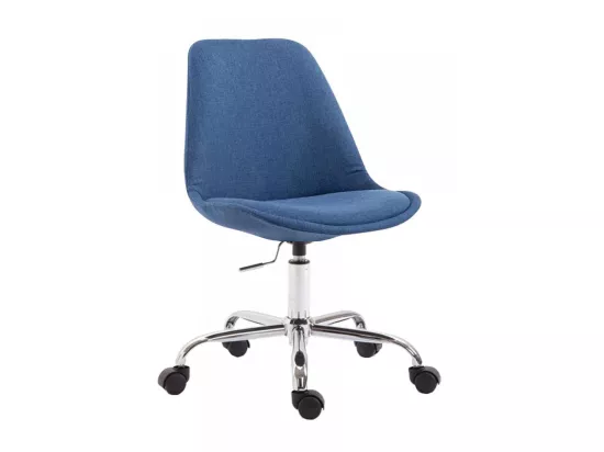 Chaise de bureau - Tissu & Métal chromé - Bleu - Toulouse