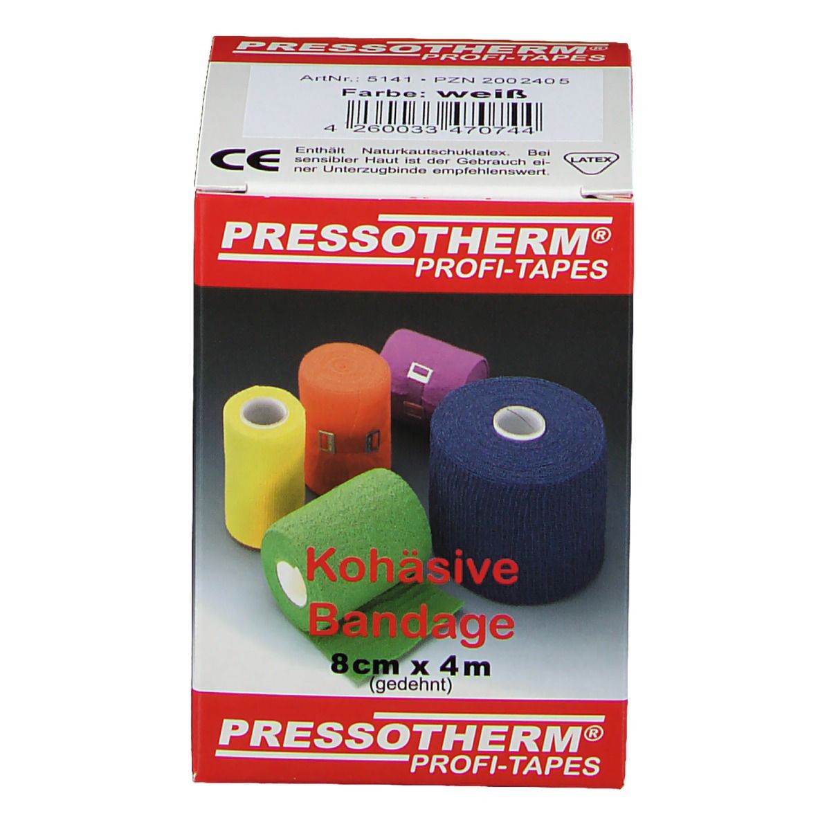 Pressotherm® Kohäsive Bandagen 8 cm x 4 m weiß