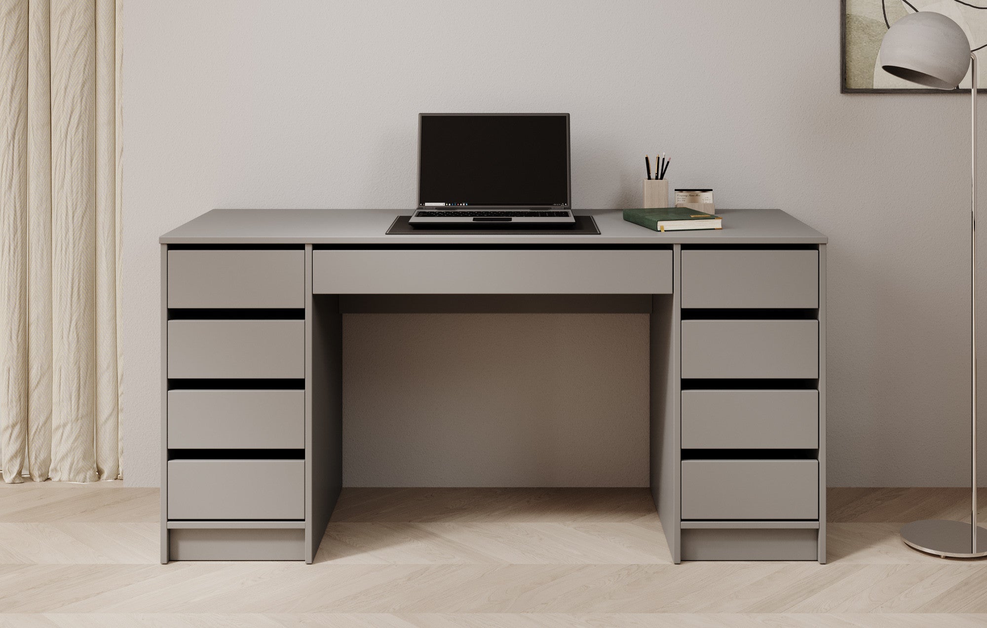 Meubella - Bureau Avio 2 - Antraciet - 154 cm