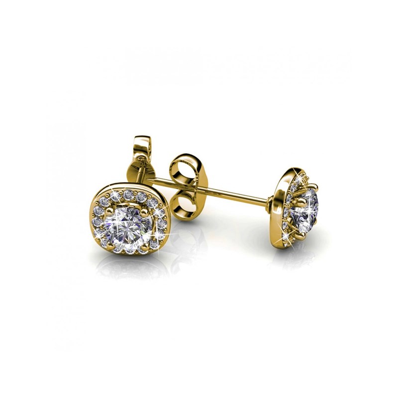 Boucles d'oreilles Cushy - Doré et Cristal