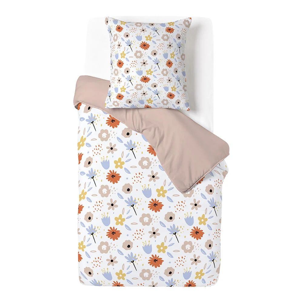 Parure de lit réversible 1 personne 100% coton 140x200cm