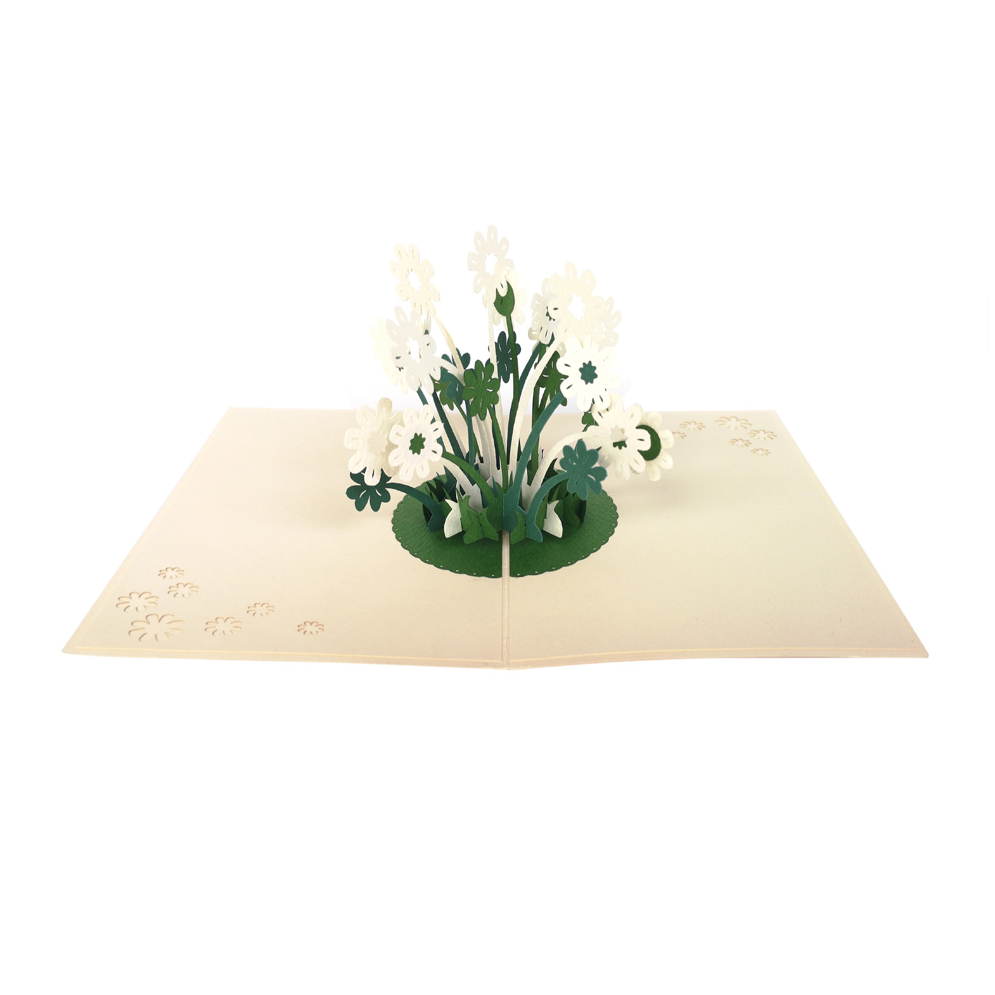 Pop-Up Karte 'Kleeblumen', weiß, L 18 cm, B 13 cm günstig bestellen