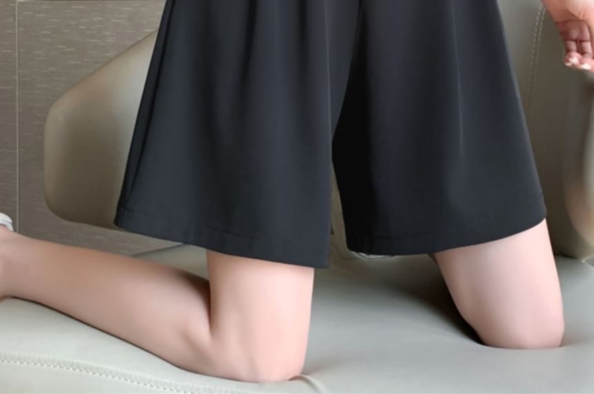 Magimomo - Hoge taille, effen, wijde jurk met korte pijpen