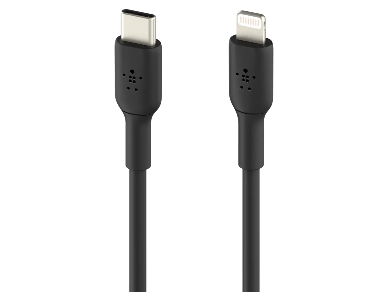Belkin BoostCharge - Lightning-kabel - 24 pin USB-C han til Lightning han - 1 m - sort - USB Power Delivery (18 W)