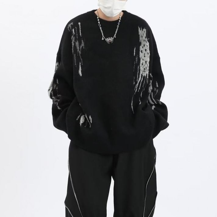 Craltuxe - Oversized trui met ronde hals en melange