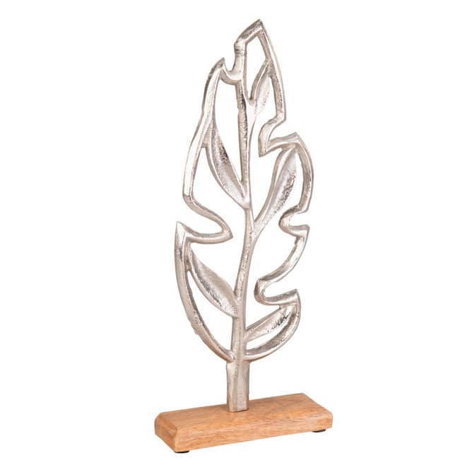 Blattsilhouette silber/braun - ca. 15 x 6 x 42 cm