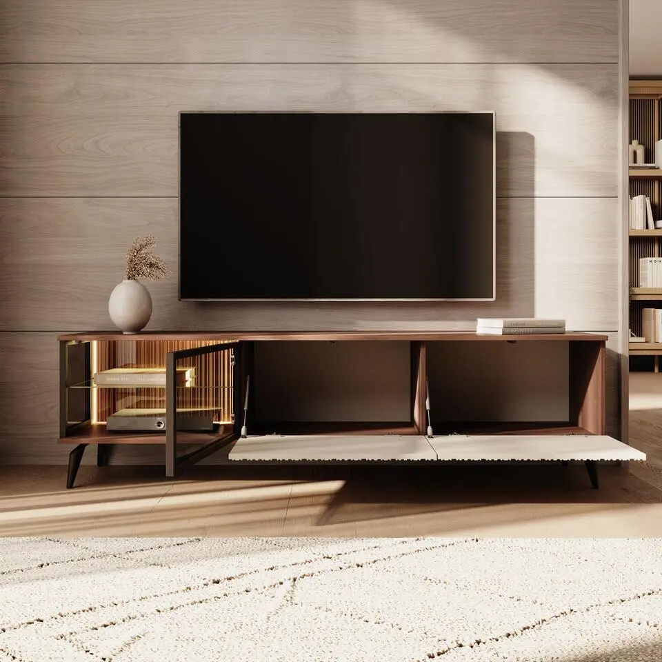 Meubella - Riverhead - TV-Meubel - Beige/Eiken - 180 cm