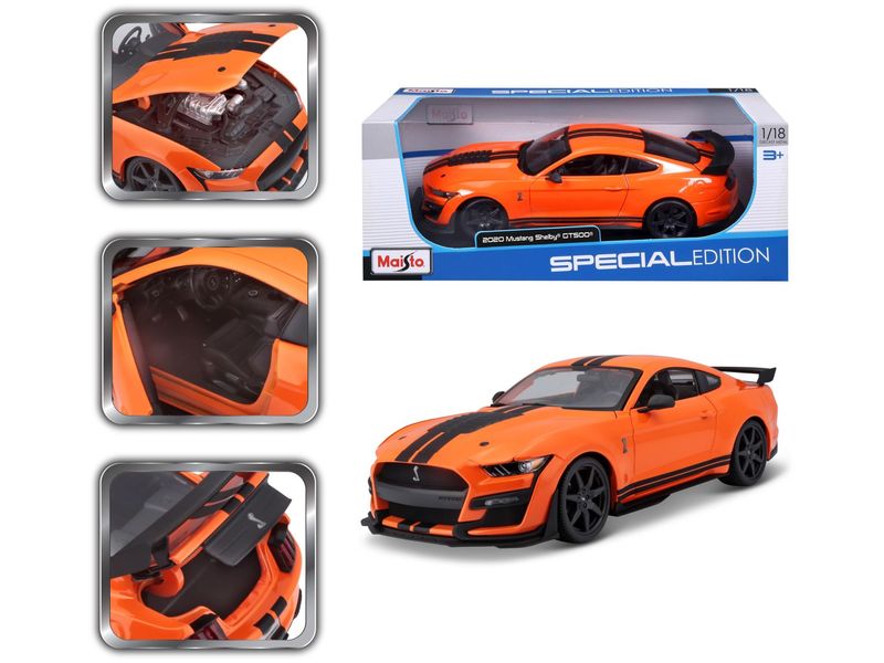 Maisto Sportwagen Ford Mustang Shelby GT500 2020 1:18, Oran Sammlermodell im Massstab 1:18