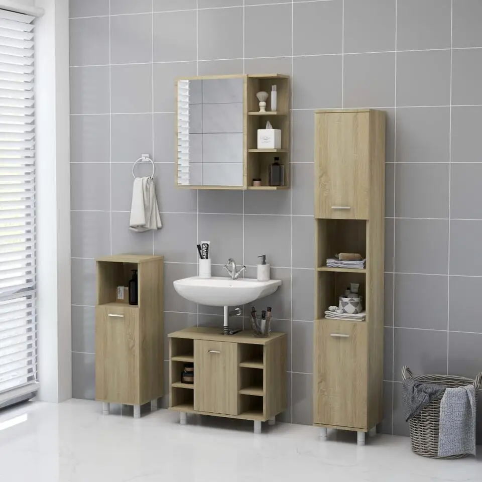 vidaXL - Spiegelkast - Bruin - Bewerkt hout