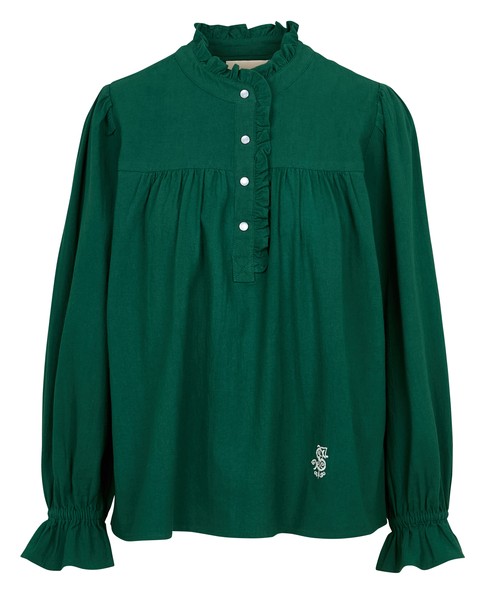 DOUNIA - Blouse col rond droite en coton | Vert